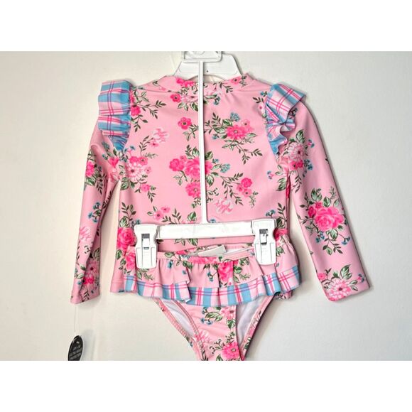Nicole Miller Floral 2 Piece Swim Rashguard Ruffle Bikini Girl Size 2T New - Picture 13 of 13